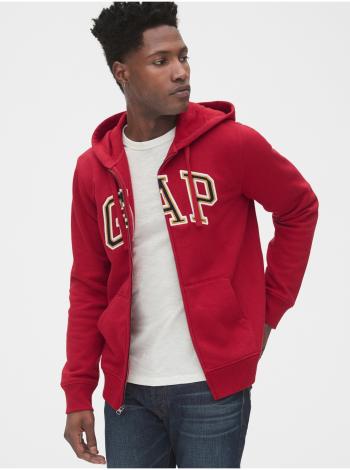 Červená pánská mikina GAP Logo arch logo hoodie