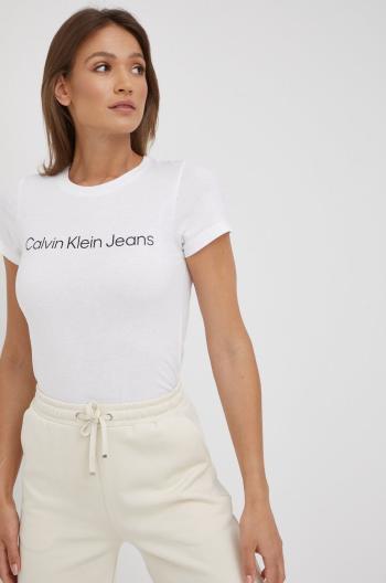 Bavlněné tričko Calvin Klein Jeans bílá barva