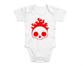 Dětské body krátký rukáv premium Burning skull