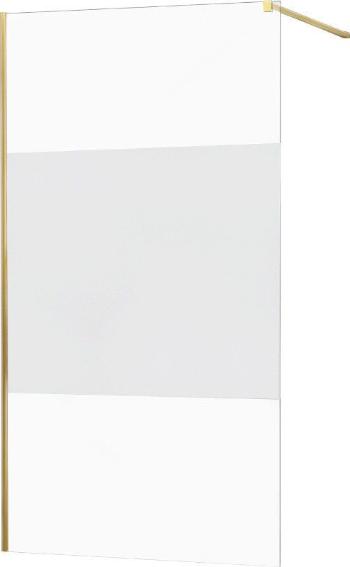 MEXEN/S KIOTO Sprchová zástěna WALK-IN 120x200 cm 8 mm, zlatá, Transparent/matné sklo 800-120-101-50-35