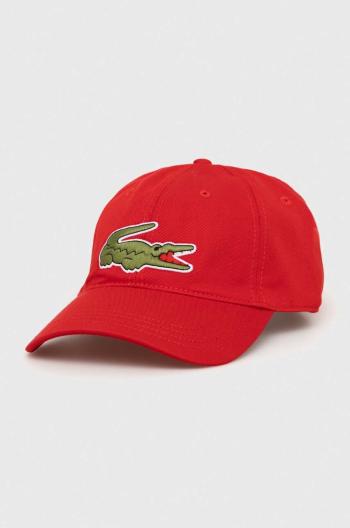 Bavlněná baseballová čepice Lacoste červená barva, s aplikací