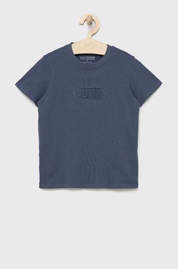 Dětské bavlněné tričko Guess fialová barva, s aplikací