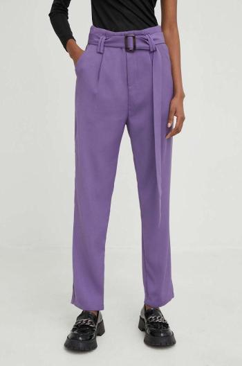 Kalhoty Answear Lab dámské, fialová barva, přiléhavé, high waist