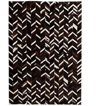 Koberec patchwork pravá kůže 80x150 cm chevron černobílý (132606)