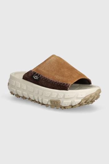 Semišové pantofle UGG Venture Daze Slide dámské, hnědá barva, na platformě, 1152680