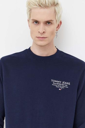 Bavlněná mikina Tommy Jeans pánská, tmavomodrá barva, s potiskem, DM0DM18404