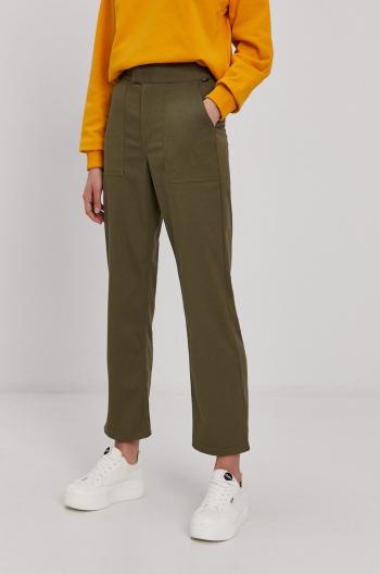 Kalhoty Vans dámské, béžová barva, široké, high waist
