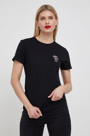 Bavlněné tričko Karl Lagerfeld černá barva