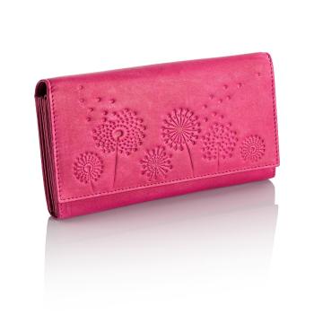 Dámská peněženka kožená pampeliška, tmavě růžová