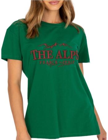 Tmavě zelené tričko s výšivkou "the alps" vel. ONE SIZE