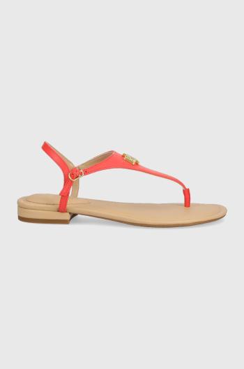 Kožené sandály Lauren Ralph Lauren Ellington dámské, červená barva