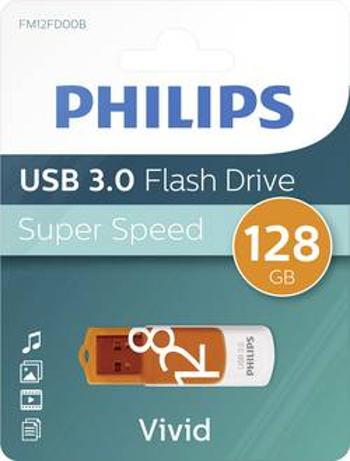 USB flash disk Philips FM12FD00B/00, 128 GB, USB 3.2 Gen 1 (USB 3.0), oranžová