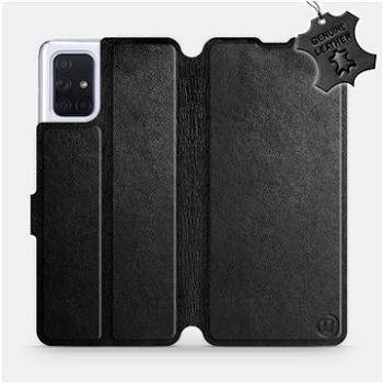Flip pouzdro na mobil Samsung Galaxy A71 - Černé - kožené - Black Leather (5903516147946)