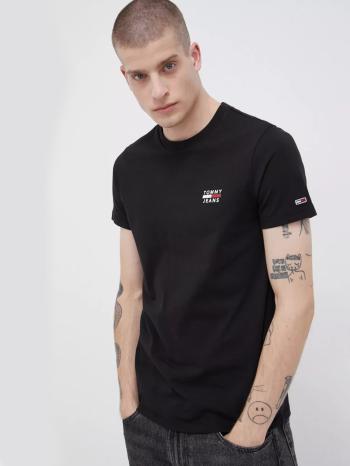 Tommy Jeans pánské černé tričko CHEST LOGO - S (0MD)