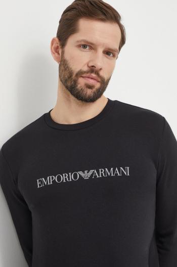 Mikina Emporio Armani Underwear černá barva, s potiskem, 111785 4R571