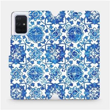 Flipové pouzdro na mobil Samsung Galaxy A71 - ME05P Modré dlaždice s květy (5903516147458)