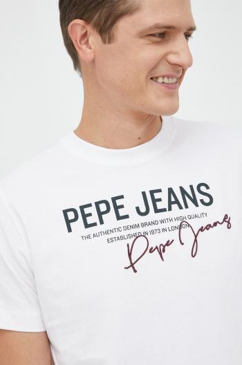 Bavlněné tričko Pepe Jeans Scout bílá barva, s potiskem