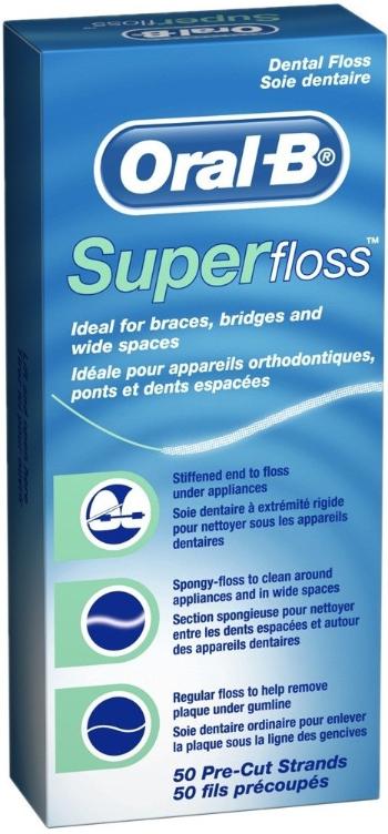 Oral-B Denterosolventní měkká nit SuperFloss - nastříhané pásky 50 ks