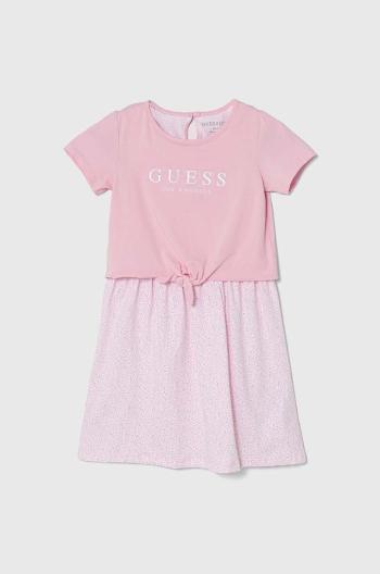 Dívčí šaty Guess růžová barva, mini