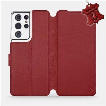 Flip pouzdro na mobil Samsung Galaxy S21 Ultra 5G - Tmavě červené - kožené -   Dark Red Leather (5903516620500)