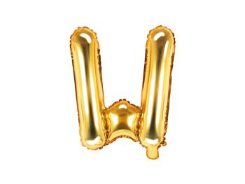 PartyDeco Fóliový balónek Mini - Písmeno W zlatý 35cm