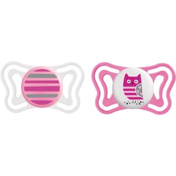 Chicco Physio Light 6-16m dudlík Girl-Strips/Owl 2 ks