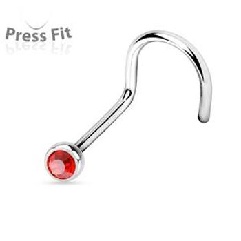 Šperky4U Zahnutý piercing do nosu, zirkon 2 mm - N1122R-020