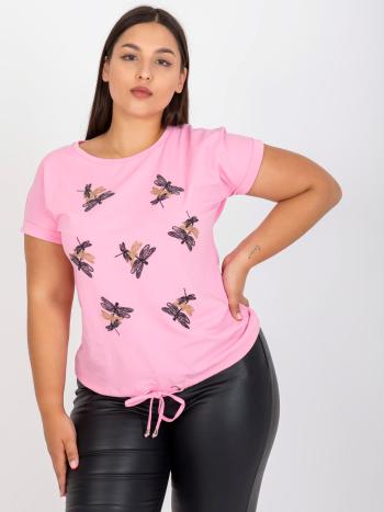 SVĚTLE RŮŽOVÉ DÁMSKÉ TRIČKO S POTISKEM VÁŽEK RV-TS-7656.84-PINK Velikost: ONE SIZE