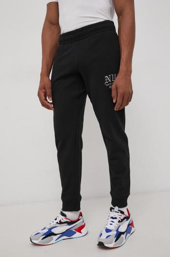 Bavlněné kalhoty Superdry pánské, černá barva, s aplikací