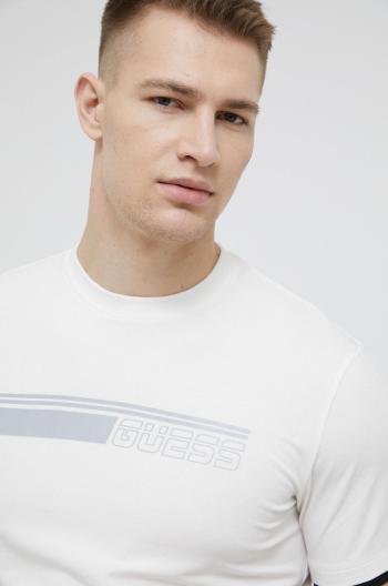 Tričko Guess pánské, bílá barva, s potiskem