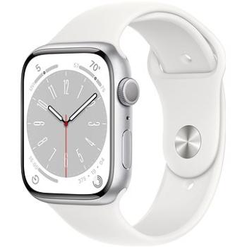 Apple Watch Series 8 45mm Stříbrný hliník s bílým sportovním řemínkem (MP6N3CS/A)