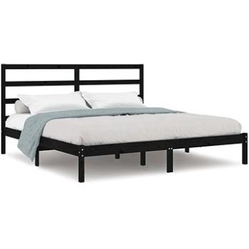 Rám postele černý masivní dřevo 180 × 200 cm Super King, 3104952 (3104952)