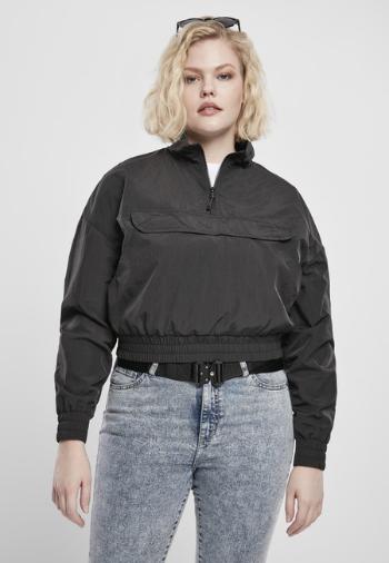 Urban Classics Ladies Cropped Crinkle Nylon Pull Over Jacket black - XXL