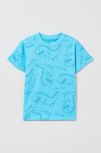 Dětské bavlněné tričko OVS tyrkysová barva, s potiskem
