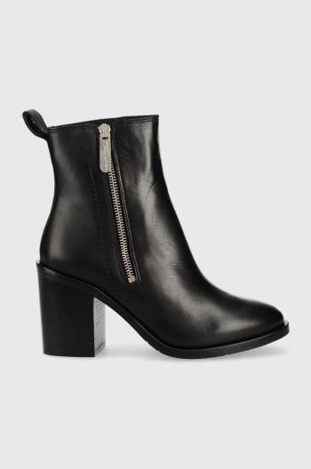 Kožené kotníkové boty Tommy Hilfiger Zip High Heel Boot dámské, černá barva, na podpatku