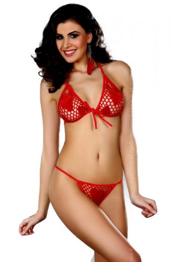 Erotický set Strap Hearts - LivCo Corsetti Červená S/L