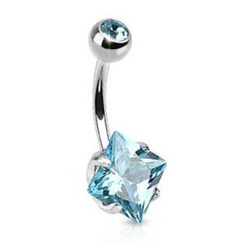 Šperky4U Piercing do pupíku - čtvercový kamínek - WP01304-Q