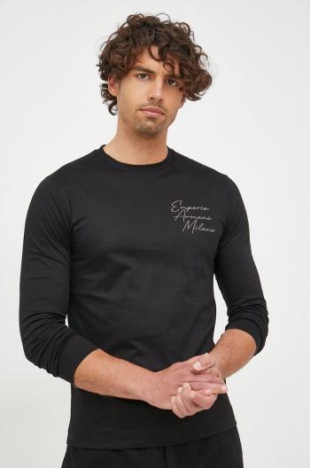 Tričko s dlouhým rukávem Emporio Armani černá barva
