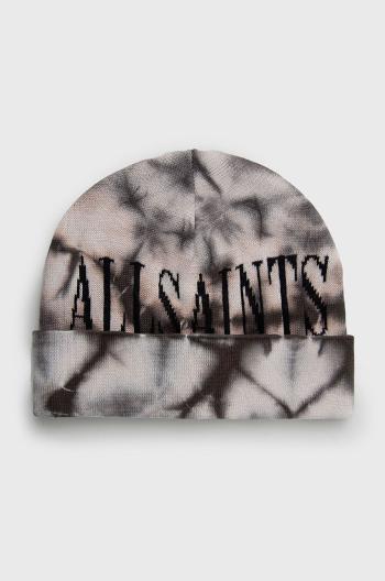 Čepice z vlněné směsi AllSaints černá barva, z tenké pleteniny