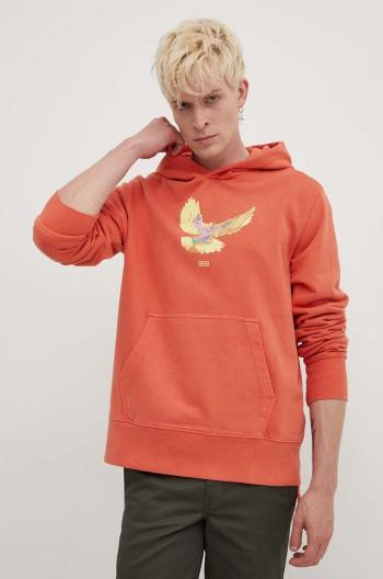 Bavlněná mikina KSUBI flight kash hoodie pánská, oranžová barva, s kapucí, s potiskem, MPS24FL009