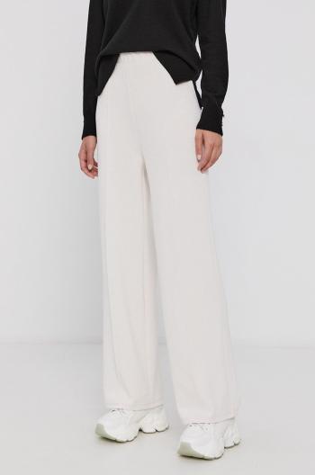 Kalhoty Vero Moda dámské, krémová barva, hladké
