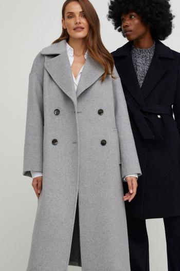 Vlněný kabát Answear Lab šedá barva, přechodný, dvouřadový