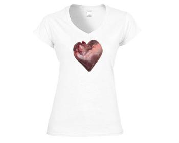 Dámské tričko V-výstřih Srdce