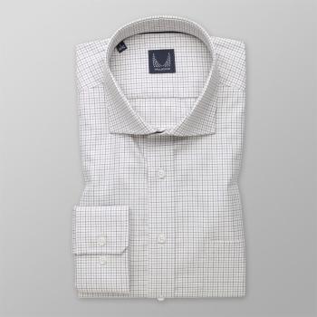 Pánská slim fit košile bílá s kostkovaným vzorem 14716 176-182 / L (41/42)