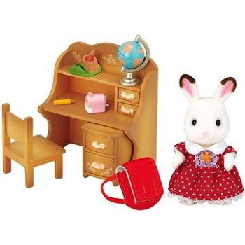 Sylvanian Families Nábytek chocolate králíků – sestra u psacího stolu se židlí (5054131050163)