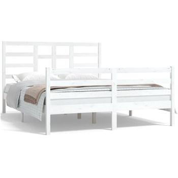 Rám postele bílý masivní dřevo 150 × 200 cm King Size, 3105866 (3105866)