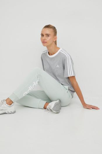 Bavlněné tričko adidas šedá barva