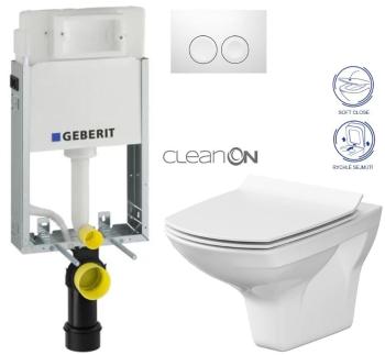 Geberit KOMBIFIX Basic tlačítko DELTA 21 Bílé WC CERSANIT CARINA + SEDÁTKO 110.100.00.1 21BI CA3