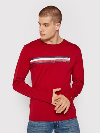Tommy Hilfiger pánské červené tričko s dlouhým rukávem - L (XIT)