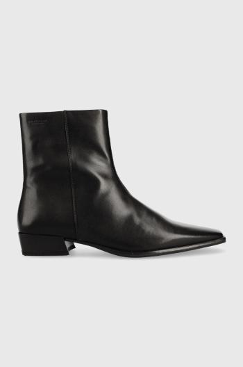 Kožené kotníkové boty Vagabond Nella dámské, černá barva, na plochém podpatku